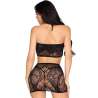 LEG AVENUE 81676 SET TOP MINIFALDA DE ENCAJE NEGRO TALLA aNICA