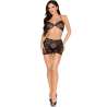 LEG AVENUE 81676 SET TOP MINIFALDA DE ENCAJE NEGRO TALLA aNICA
