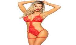 LEG AVENUE SET BODY BATA DE LIGUERO ROJO