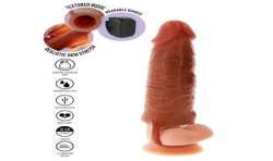 GET REAL FUNDA HYDRATED SKIN DE SILICONA CON VIBRACIaN PARA PENE CARAMELO 16 CM