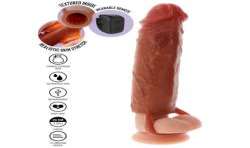 GET REAL FUNDA HYDRATED SKIN DE SILICONA CON VIBRACIaN PARA PENE CARAMELO 20 CM