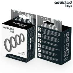 ADDICTED TOYS SET ANILLOS PENE TEXTURIZADOS 4 TAMAaOS