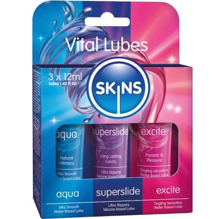 SKINS VITAL LUBES KIT LUBRICANTES AQUA SUPERSLIDE EXCITE 3 x 12 ML