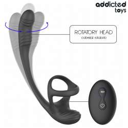 ADDICTED TOYS PLUG ANAL VIBRACIaN Y WAVING 360aº Y ESTIMULADOR TESTaCULOS