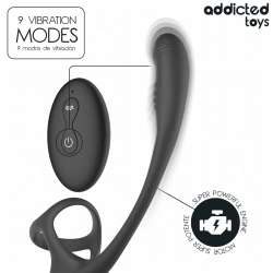 ADDICTED TOYS PLUG ANAL VIBRACIaN Y WAVING 360aº Y ESTIMULADOR TESTaCULOS