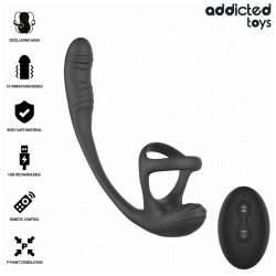 ADDICTED TOYS PLUG ANAL VIBRACIaN Y WAVING 360aº Y ESTIMULADOR TESTaCULOS