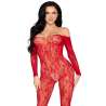 LEG AVENUE 89366 BODYSTOCKING DE LENCERaA DE ENCAJE ROJO TALLA aNICA