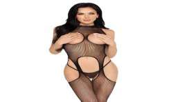 LEG AVENUE 89374 BODYSTOCKING SIN COPAS Y PANTY NEGRO TALLA aNICA
