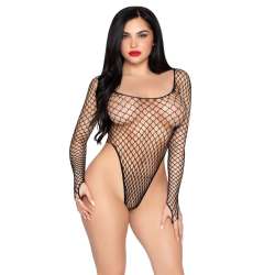 LEG AVENUE 89377 BODYSUIT DE RED INDUSTRIAL DE CORTE ALTO NEGRO TALLA aNICA