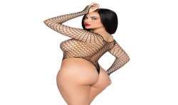 LEG AVENUE 89377 BODYSUIT DE RED INDUSTRIAL DE CORTE ALTO NEGRO TALLA aNICA