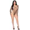 LEG AVENUE 89377 BODYSUIT DE RED INDUSTRIAL DE CORTE ALTO NEGRO TALLA aNICA