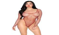 LEG AVENUE 89377 BODYSUIT DE RED INDUSTRIAL DE CORTE ALTO ROJO TALLA aNICA
