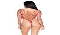 LEG AVENUE 89377 BODYSUIT DE RED INDUSTRIAL DE CORTE ALTO ROJO TALLA aNICA