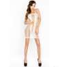 PASSION WOMAN BS027 BODYSTOCKING ESTILO VESTIDO BLANCO TALLA UNICA